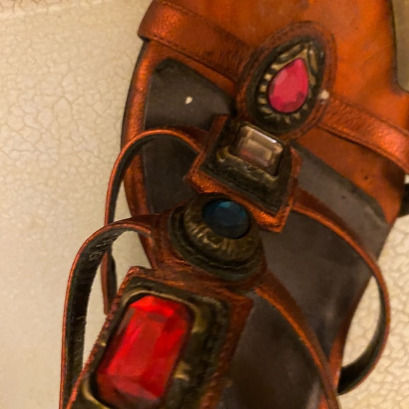 Stuart Weitzman Bronze Multi Gem Sandals - Picture 2 of 5